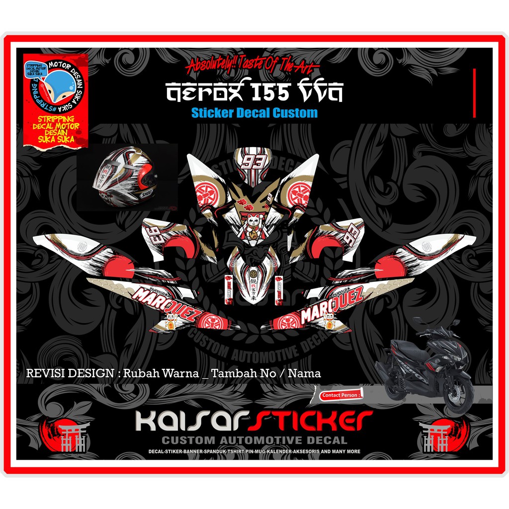 Sticker Striping Decal Motor Aerox 155 Full Body Motogi Helm