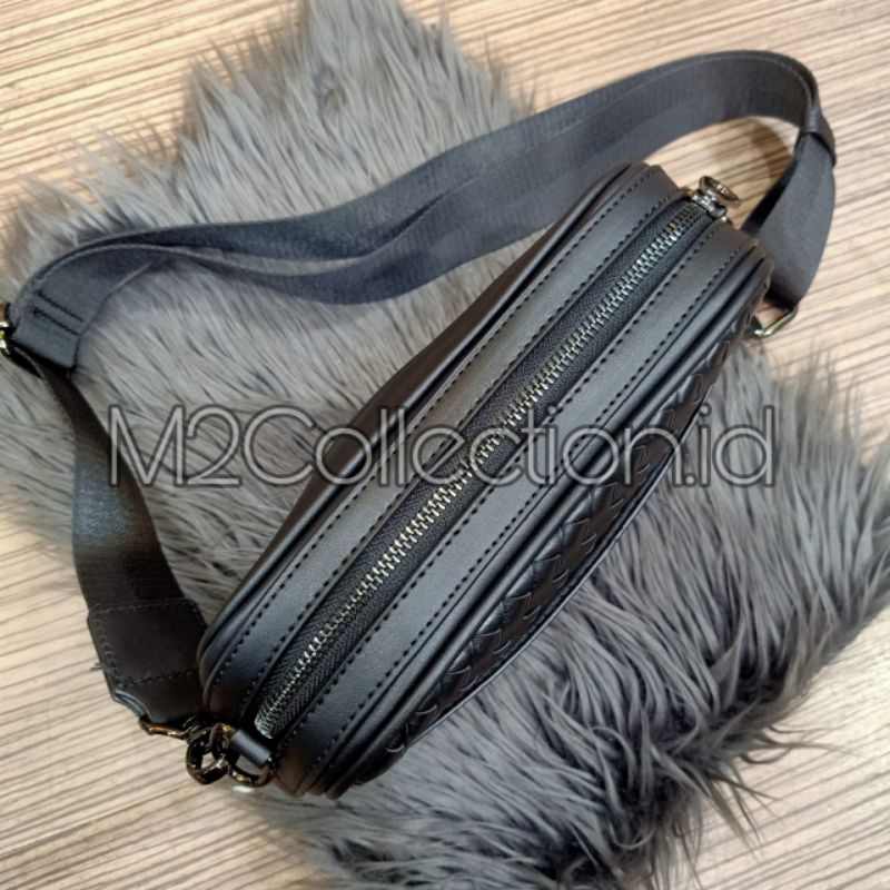 tas selempang botega kulit rajut anyam slingbag import