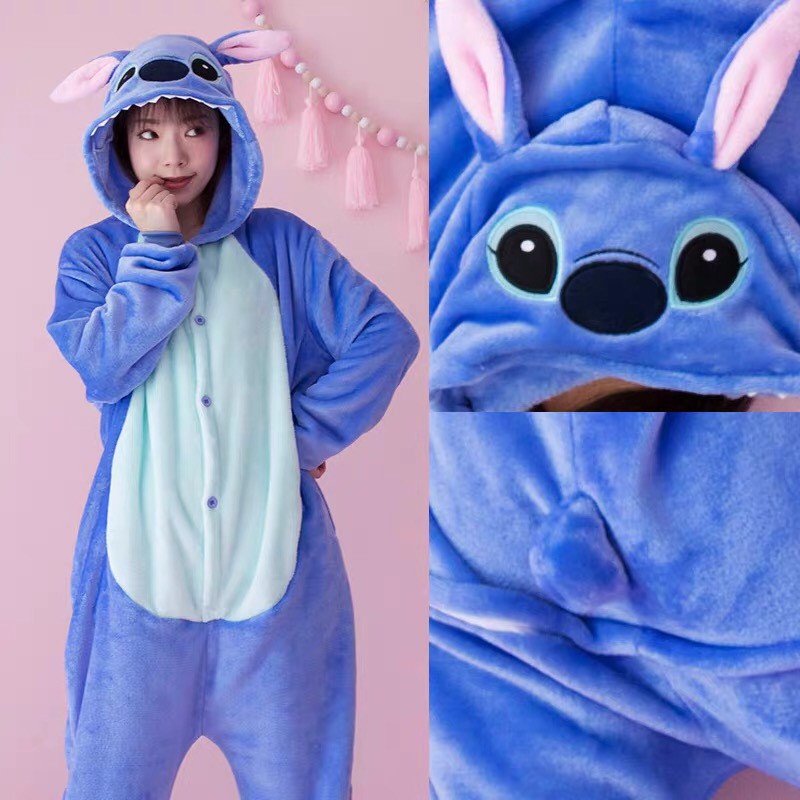 BAJU ONESIE LILO STITCH BLUE BIRU PIYAMA KOSTUM COSPLAY