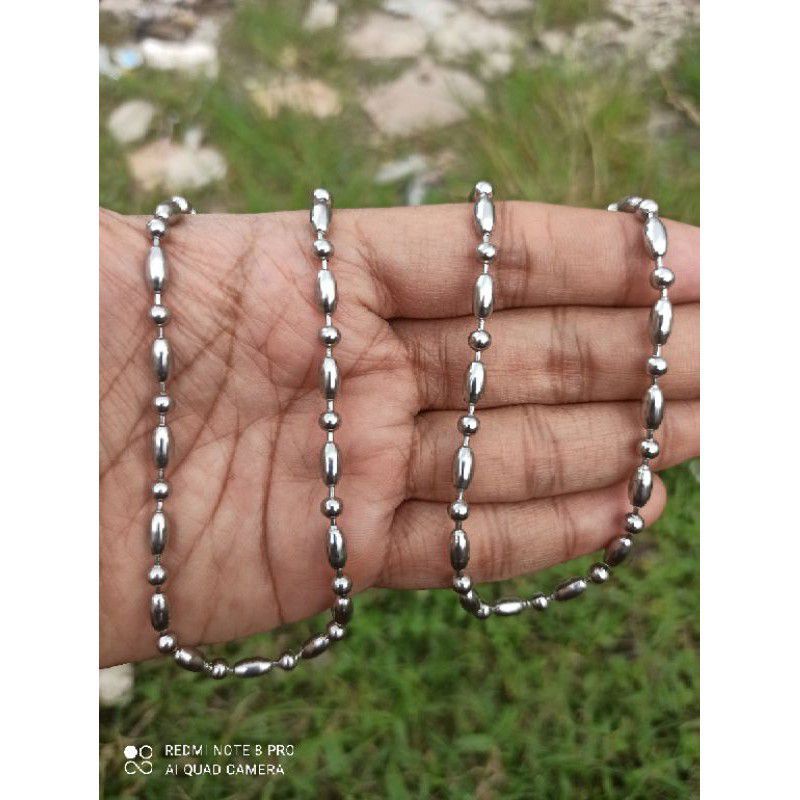 KALUNG TITANIUM MODEL BIJI LADA BERAS PANJANG 75CM