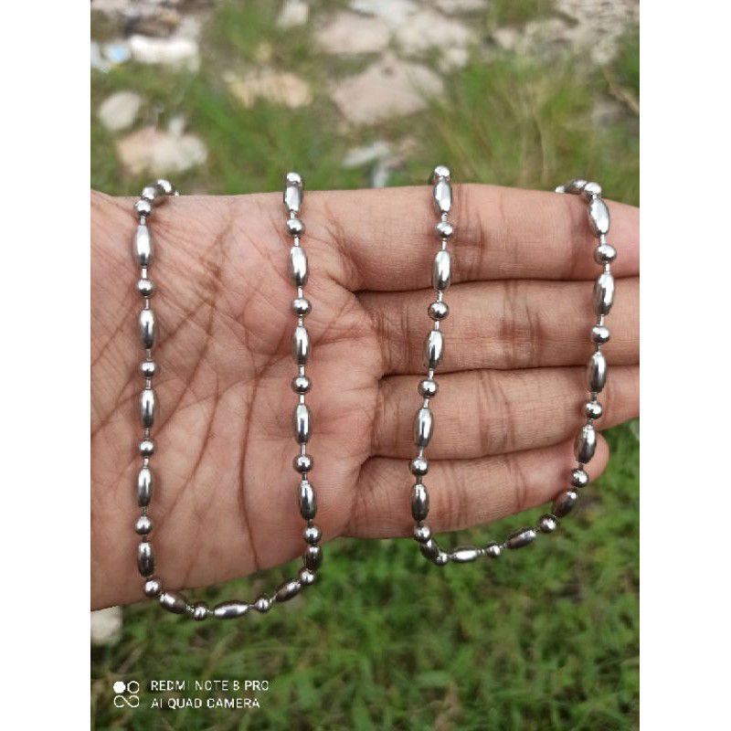 KALUNG TITANIUM MODEL BIJI LADA BERAS PANJANG 75CM