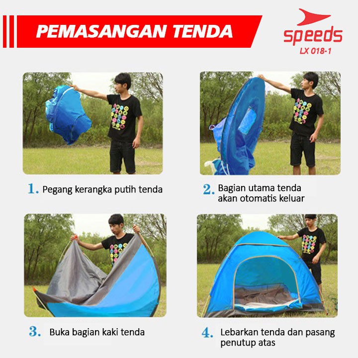 Speeds Lx 018 1 Tenda Camping Kemping Kemah 2 3 Orang Otomatis Shopee Indonesia