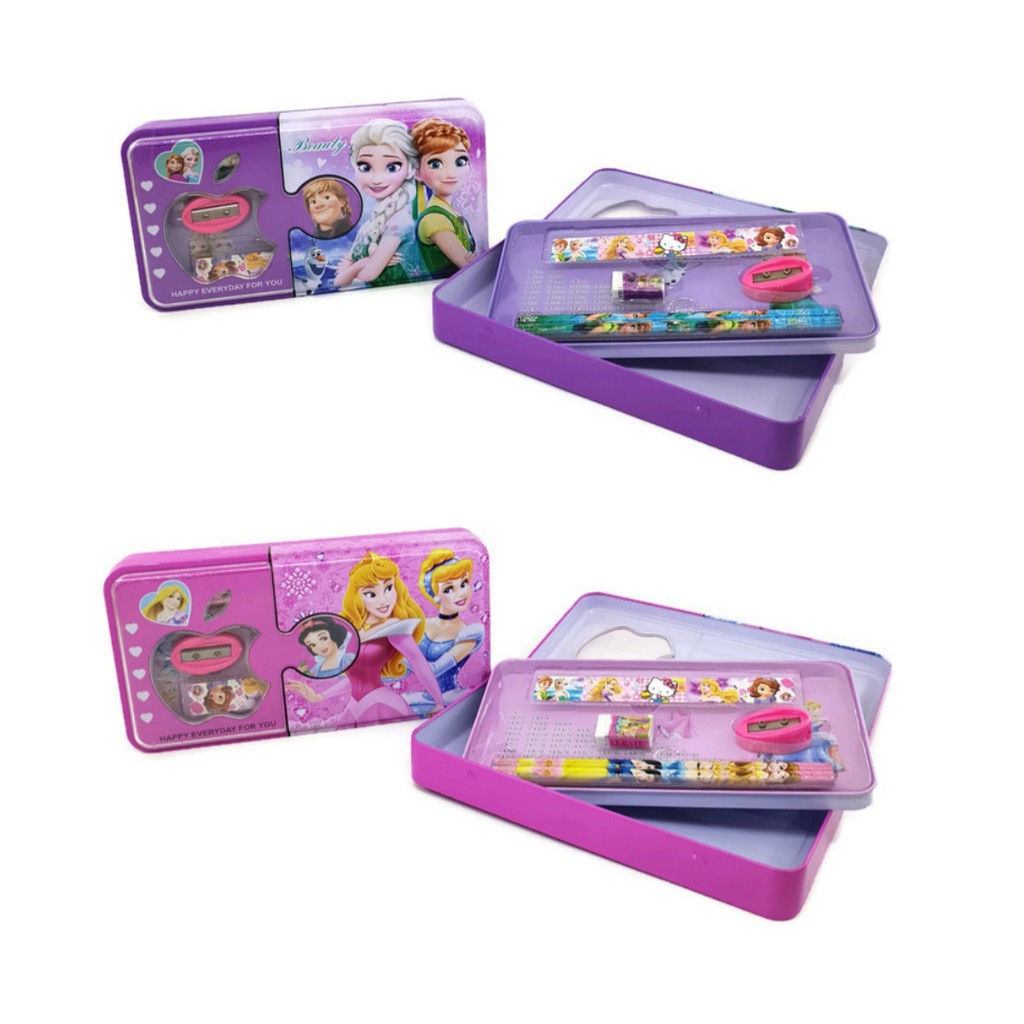 

Kotak pensil kaleng set karakter frozen princess