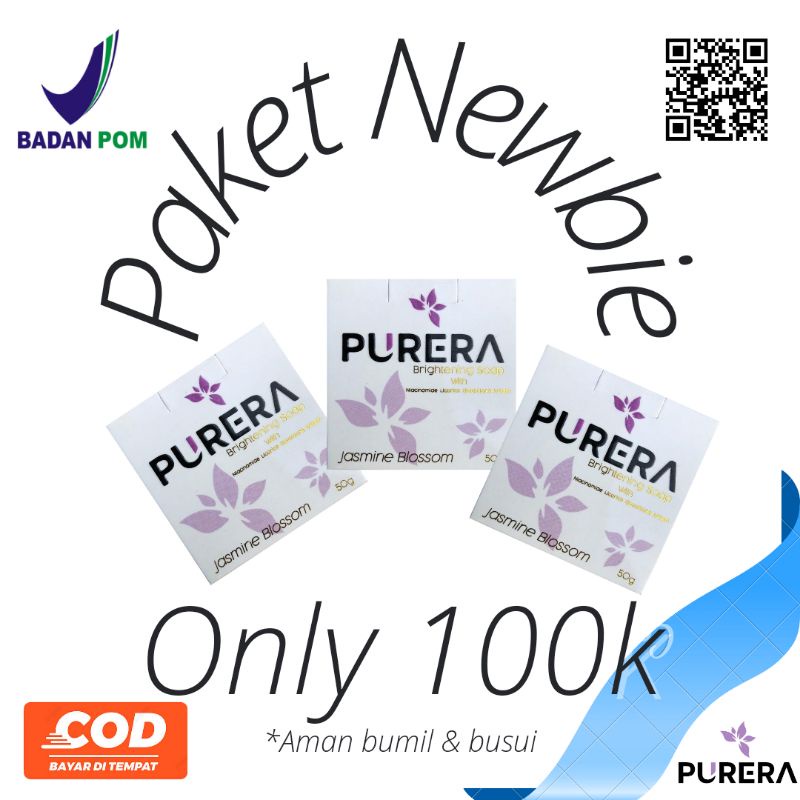 4PCS Sabun pemutih badan Bpom Purera Soap Pemutih badan Alpha arbutin Sabun pencerah badan  Penghila