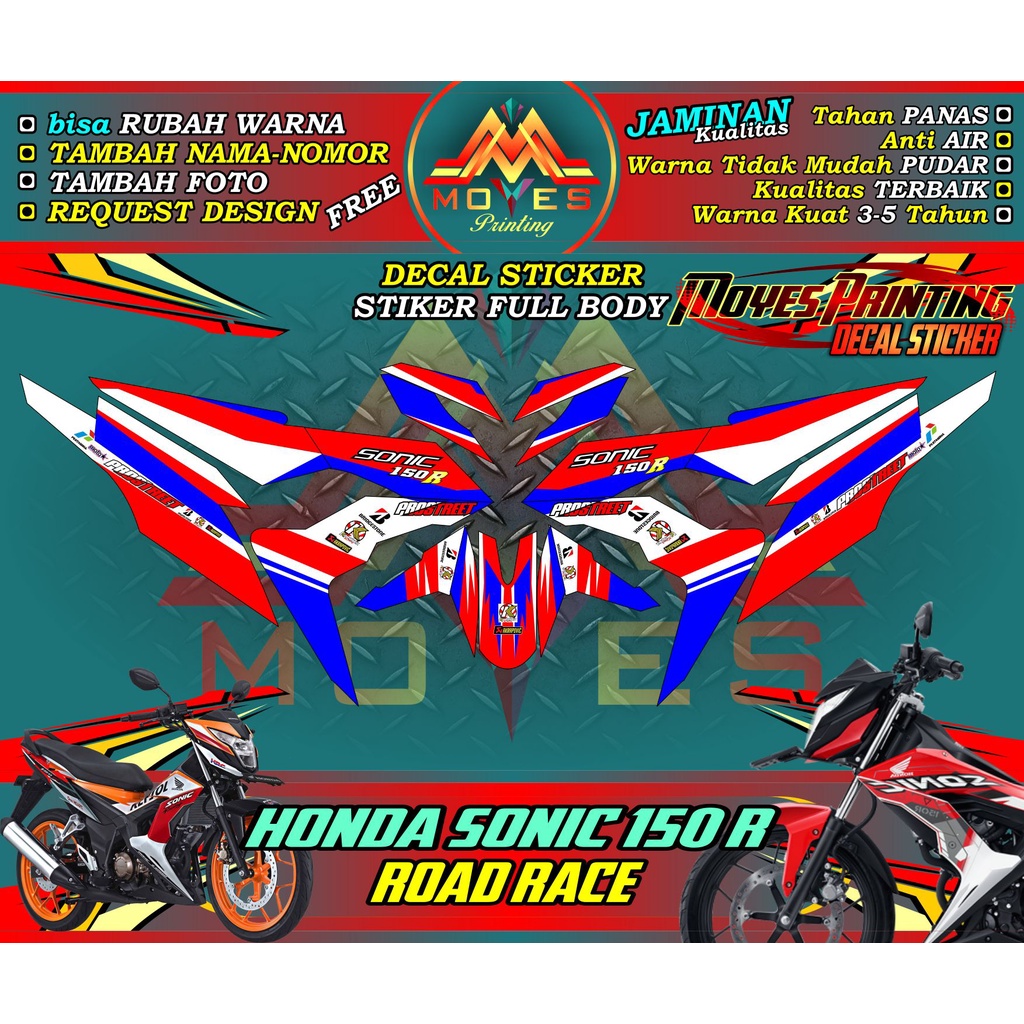Decal Full Body Motor Sonic 150 Decal Stiker Honda Sonic Stiker Variasi Semi Road Race