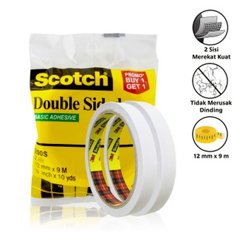 

3M Scotch Double Tape Perekat Serbaguna - 1 Pack isi 2 Rol ukuran 12 mm x 9 m
