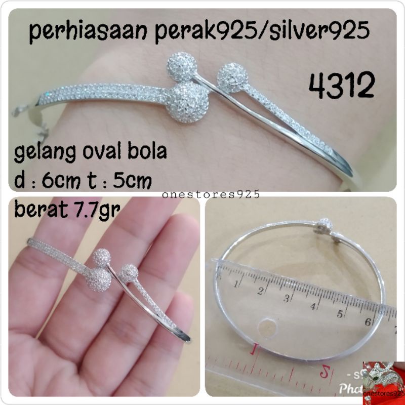 Gelang Perak Asli Silver 925 Bangkok Bulat Lapis Emas Putih