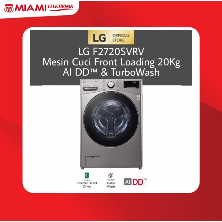 LG F2720SVRV Mesin Cuci Front Loading 20Kg AI DD™ &amp; TurboWash