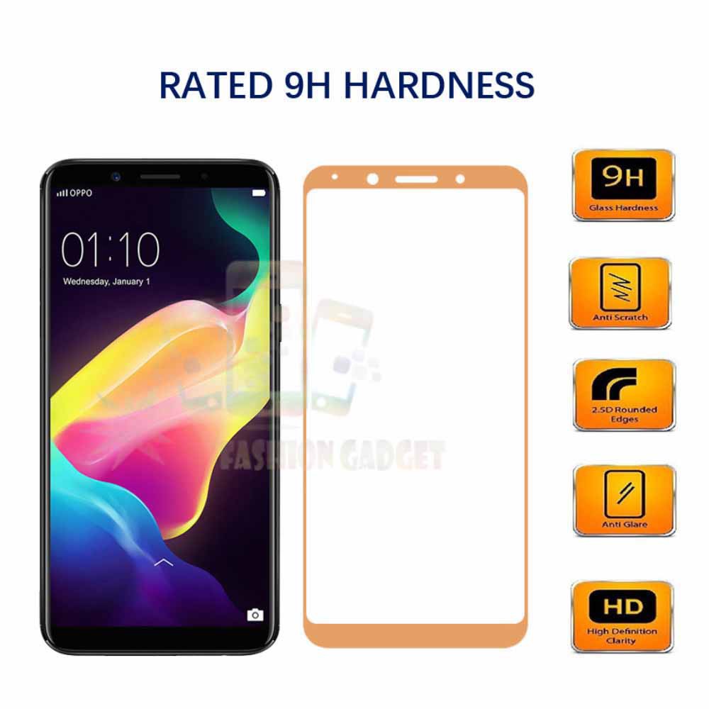 Tempered Glass Oppo F5 Full Colour Bagian Depan / Anti Gores Kaca / Screen Protector Pelindung Layar