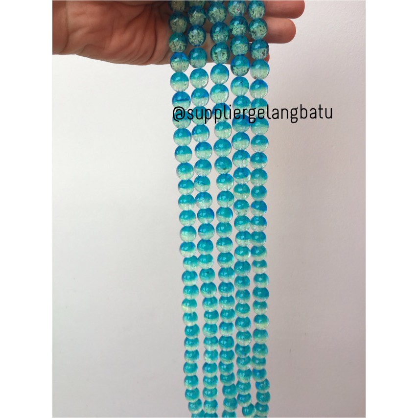 Manik Kristal Biru 12mm Glow In The Dark Fosfor Kaca Blue Laut Muda aksesoris craft beads grosir