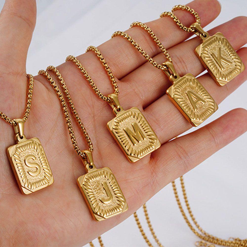 Lily 14K Emas Solid Huruf Liontin Gaya Hip Hop Pria Hadiah Mewah 26huruf A-Z Perhiasan Pesta