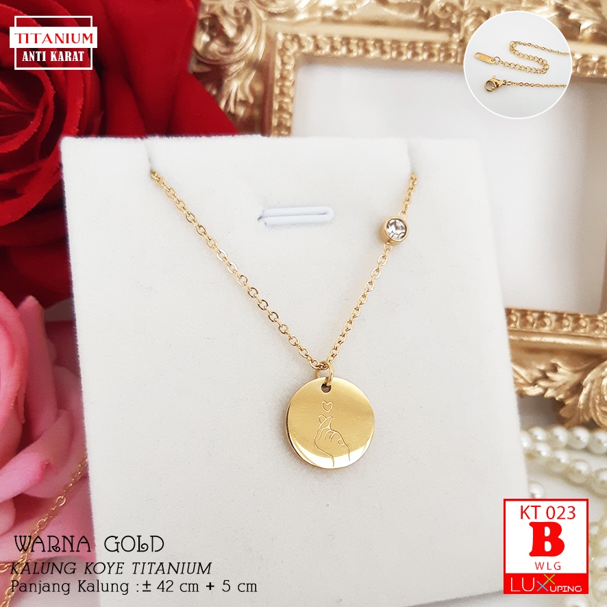 KT 023 Kalung Titanium Murah Perhiasan Wanita Lapis Emas Gold Silver Rose Gold Anti Karat Selamanya Luxx Xuping