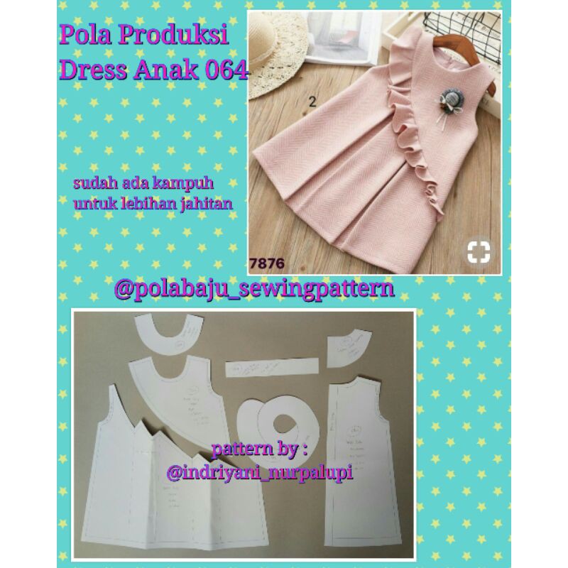 Pola Produksi Dress Anak 064 - Pola baju bayi - sewing pattern