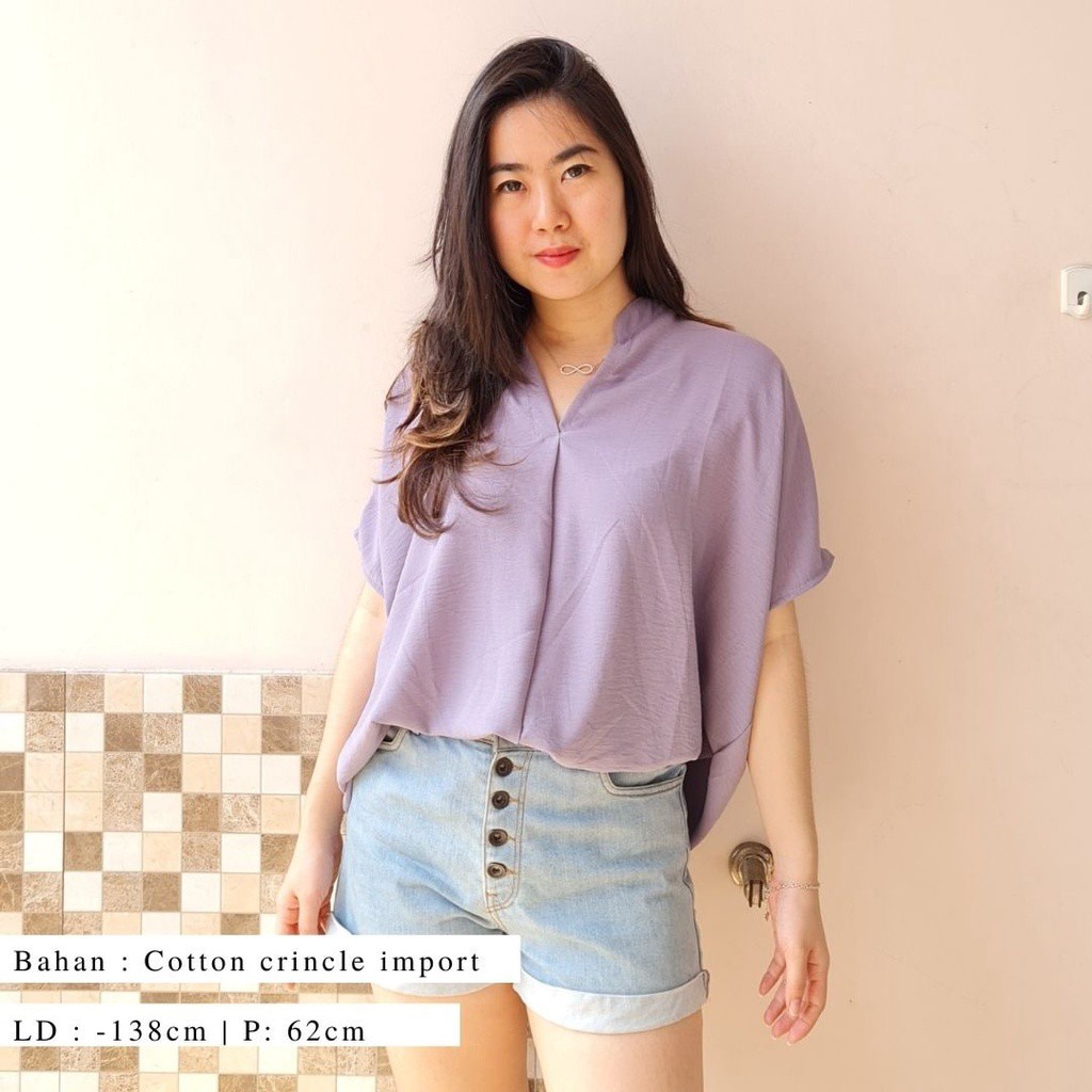 2904 CARITA OVERSIZE TOP BLOUSE BIGSIZE JUMBO FELICIA BLOUSE-SMOKE import