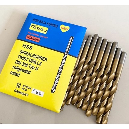 Mata Bor Besi Baja Kuningan 8mm 8 mm GDO KUAT Germany Twist Drill AWET