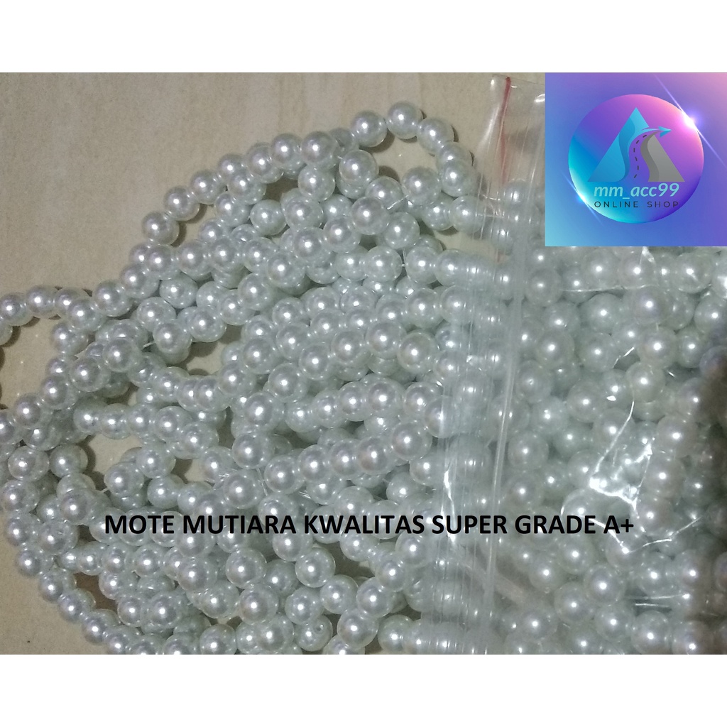 100 Gram Payet Mote Manik Mutiara Sintetis 8mm Bulat Besar Mutsin Berat Kwalitas Super