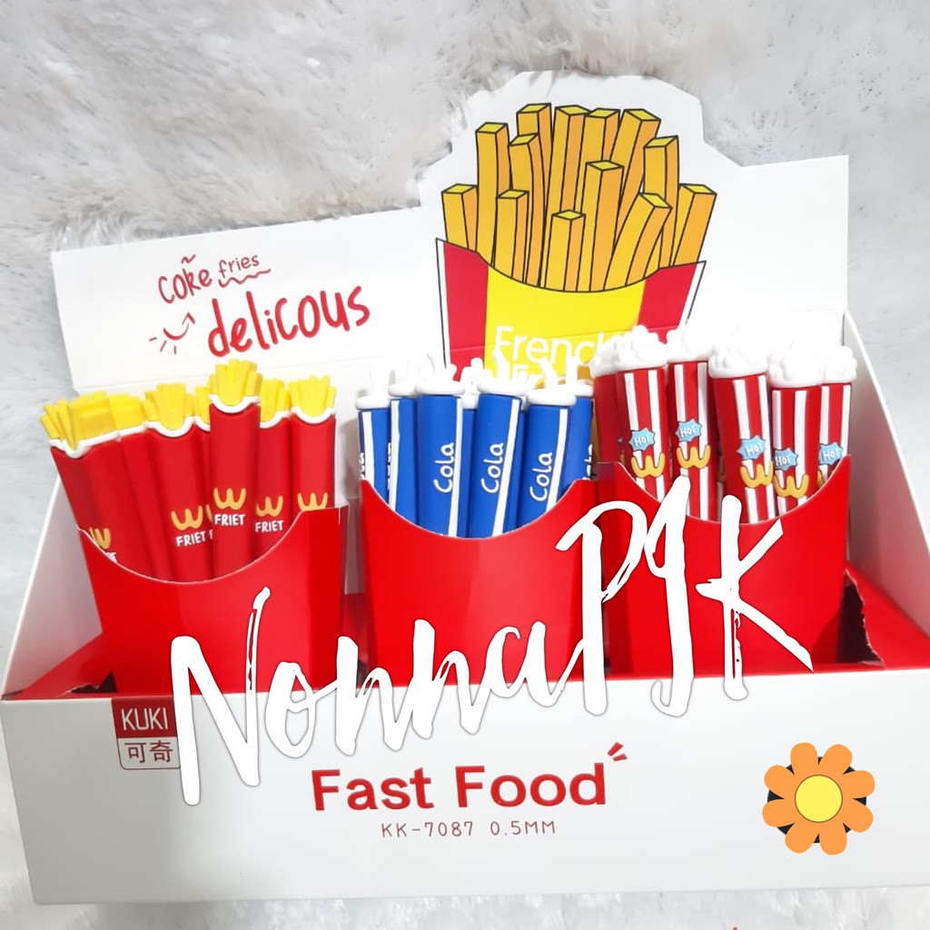 

PEN GEL FAST FOOD SET 3 PCS PULPEN POPCORN PEN KENTANG PEN COKE ORI