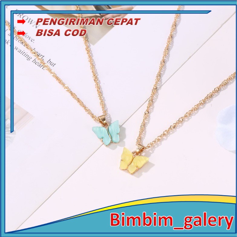 BIMBIM Kalung wanita korea Kupu-kupu Manis Warna Akrilik Kalung Fashion rantai aesthetic