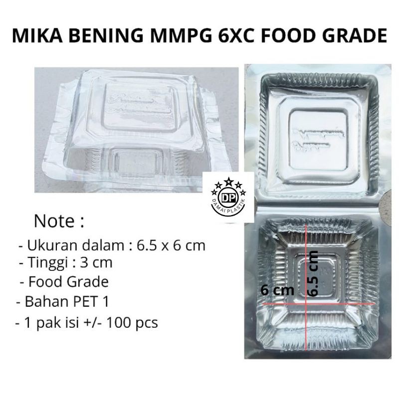 Isi :100pcs Mika 6 Plastik 6XC Bening Kue Puding , Bolu , Makan dll