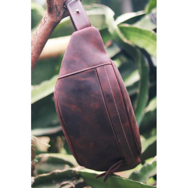 ORIGINAL WAISTBAG KULIT PRIA GENUINE PULLUP LEATHER 100% KULIT ASLI