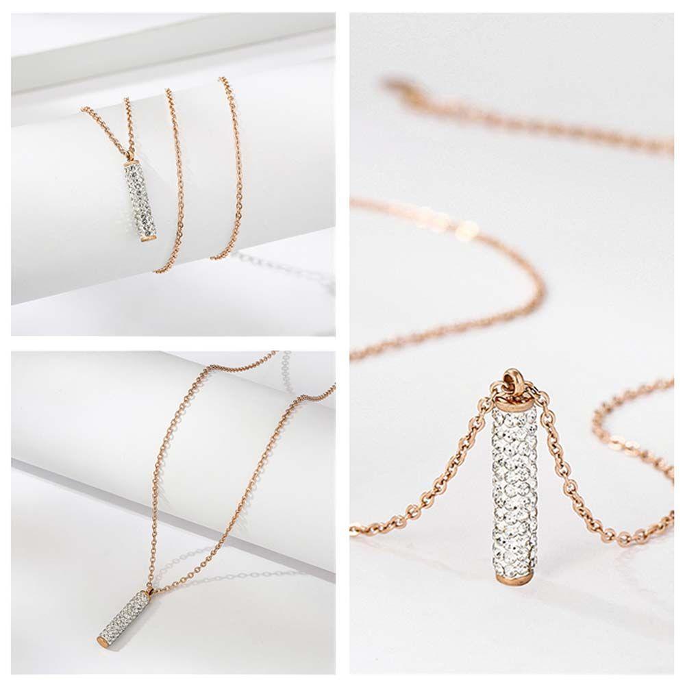 Lily Kalung Baja Titanium Multi-Lapis Memakai Hip Hop Stainless Steel Perhiasan Menarik Hadiah Hari Valentine Kolom Spiral Punk Kalung Tiga Cincin Liontin Pendant Necklaces