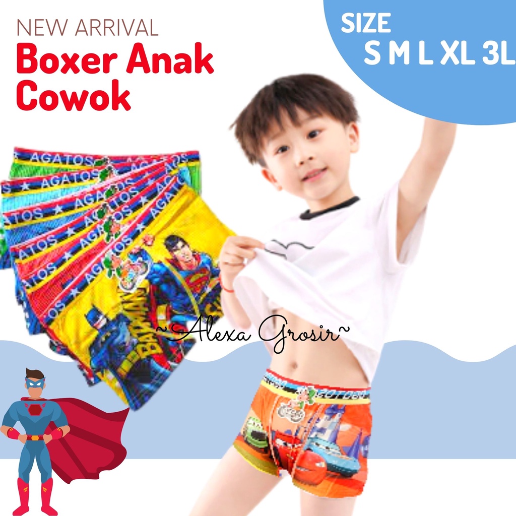 CELANA DALAM ANAK PRINTING Laki-Laki Fit to XL motif kartun boxer anak agatos