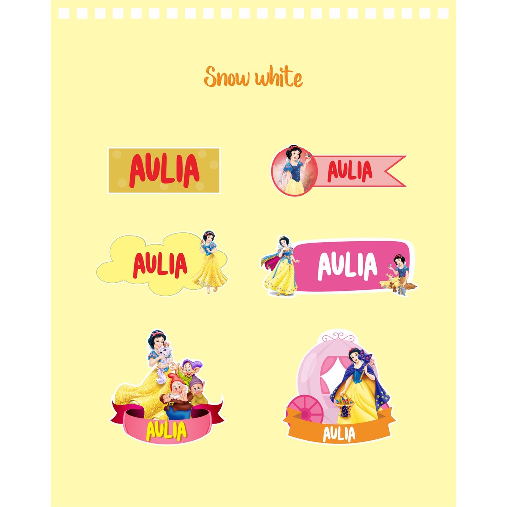 

192pcs Stiker Label Nama Lucu Kekinian Tahan Air & Anti Luntur untuk Anak Perempuan Aulia