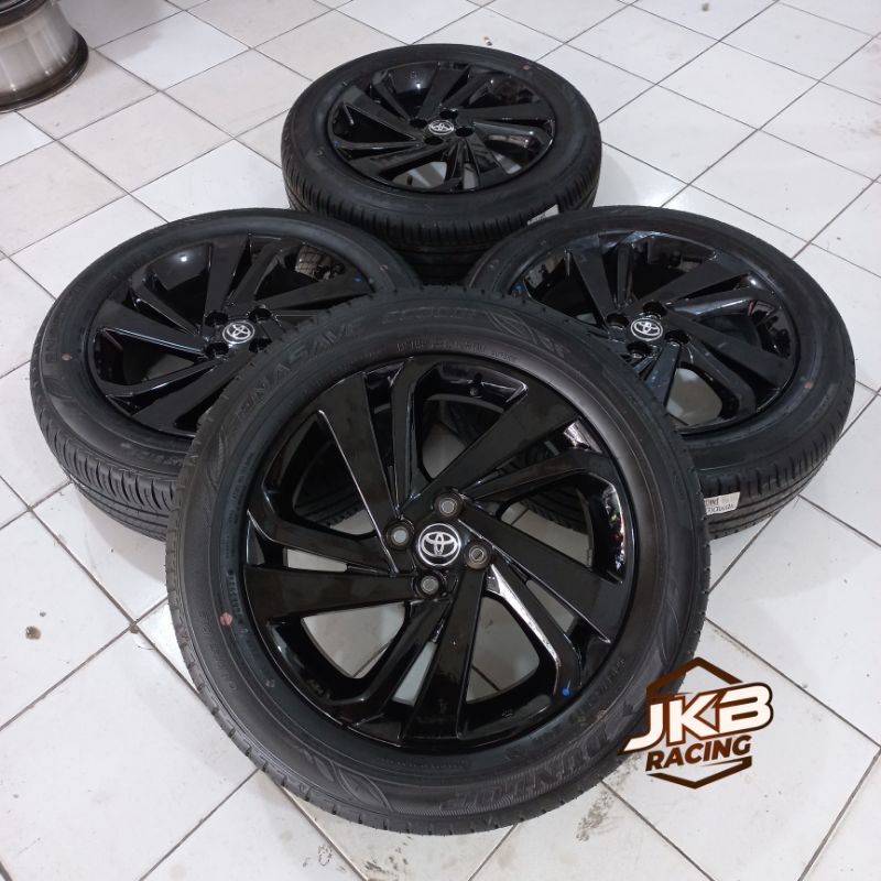 VELG SECOND OEM TOYOTA RAIZE RING 17 HOLE 4X100 + BAN 205/60 R17 Dunlop Ennasave