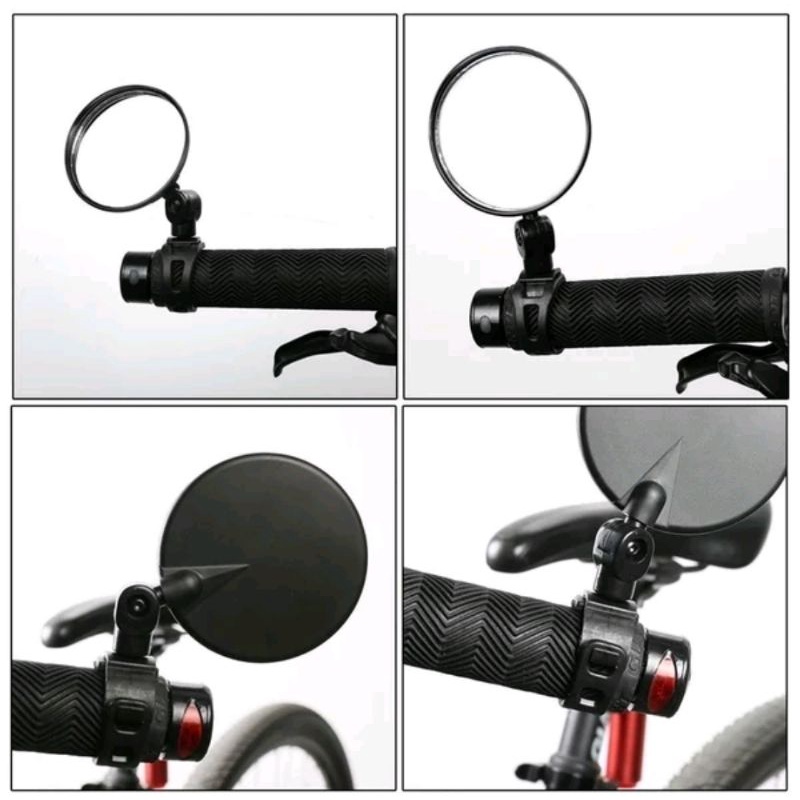 ( HF00954 ) Kaca Spion Sepeda Adjustable 360 Derajat Mirror Bulat Handle Hand Grip Stang Handlebar Mini Bicycle MTB Seli lipat folding bike minion federal touring