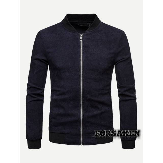 jaket bomber jeans pria hitam , biru navi S s/d XXL