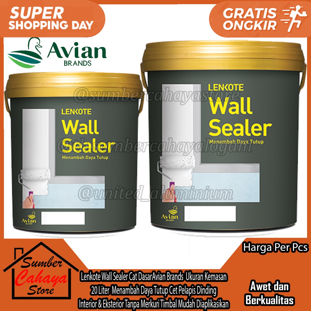 Cat Dasar Tembok Avian Brands Lenkote Wall Sealer Ukuran Kemasan 20 Liter L Ltr Lt Menambah Daya Tut