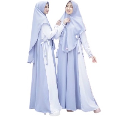 Lea Gamis Set Khimar Syari Tali Pinggang Kanan Kiri / Gamis Adem / Gamis Terlaris / Baju Wanita Musl