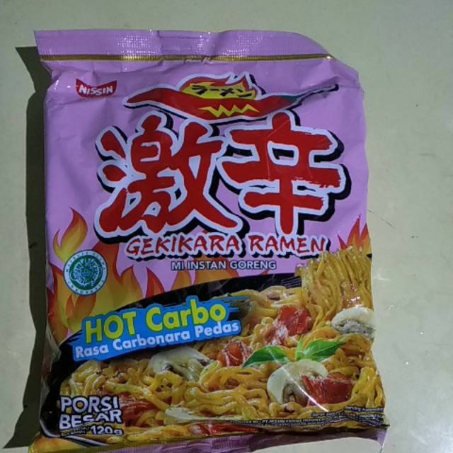 

Nissin GEKIKARA RAMEN HOT CARBONARA mi instan goreng rasa karbonara 120gr