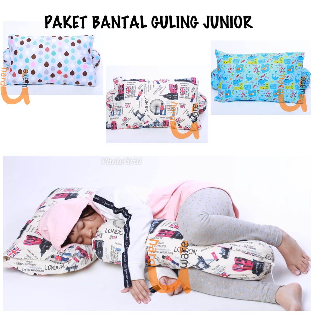 PAKET BANTAL GULING ANAK BALITA JUNIOR / BANTAL GULING SILIKON PLUS SARUNG BANTAL MOTIF