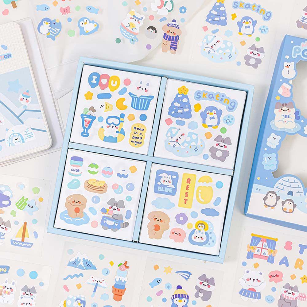 Mxbeauty Stiker Cat Air Lucu 100Pcs /Set Alat Tulis Sekolah Scrapbooking Daily Planner PET Perekat Decals