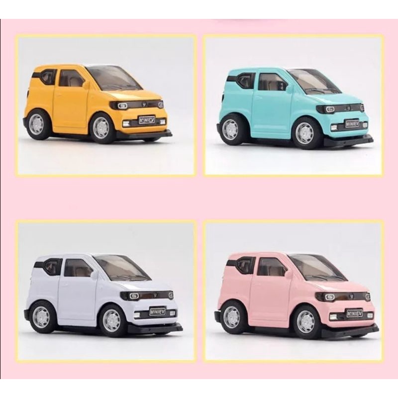 Mainan Mobil Mobilan Diecast Mobil Metal Mini Wuling EV Miniatur Mobil Besi