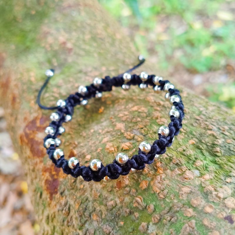 Gelang Hitam Manik Bulat/Gelang Pria Wanita