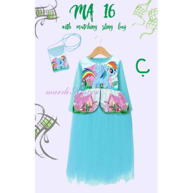 Mardi Amber Rainbow Dash Long Dress+SlingBag