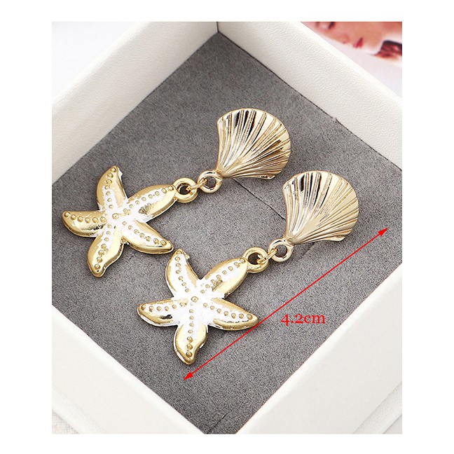 LRC Anting Tusuk White Seashell Starfish Earrings Y61790