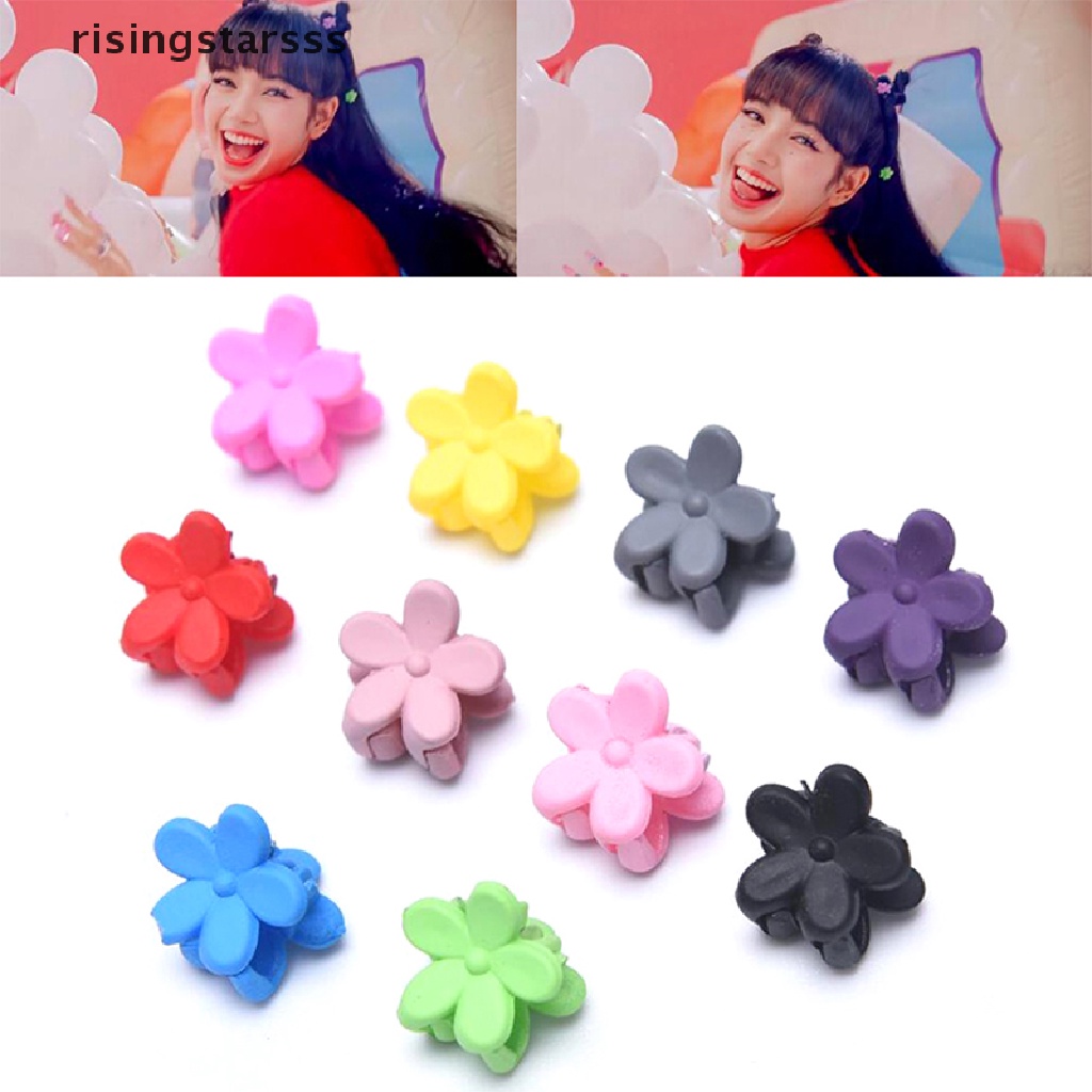 10pcs Jepit Rambut Bentuk Bunga Mini Warna Permen