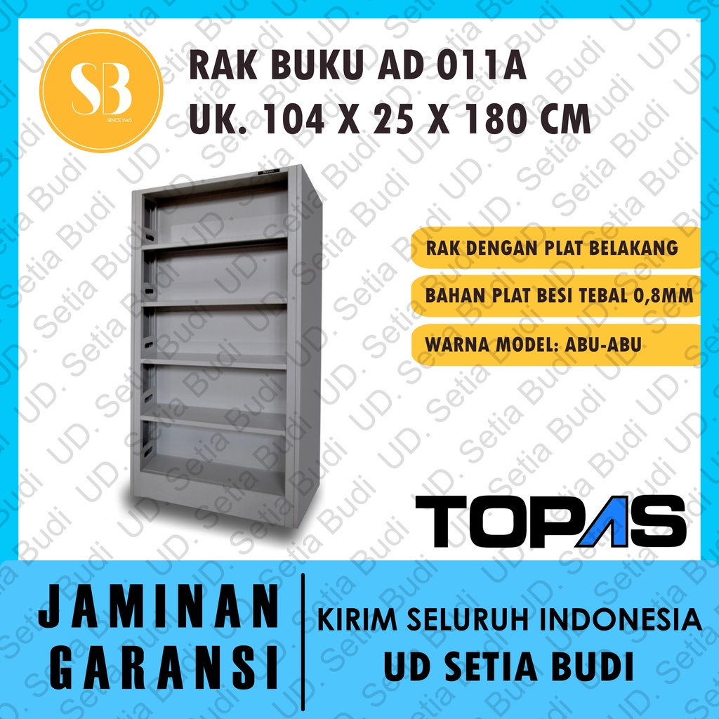 Rak Buku Besi 1 Muka Sandaran Belakang TOPAS AD 011A