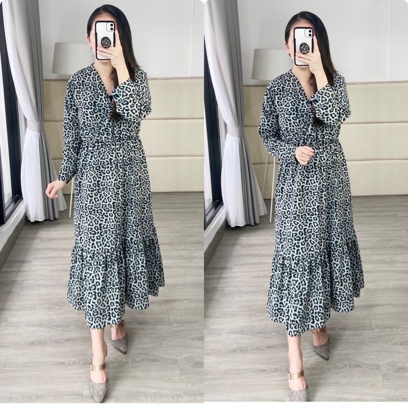 maxi kimono leopard/gamis kimono leopard/gamis rempel model kimono/kimono kekinian/fashion kimono/ki