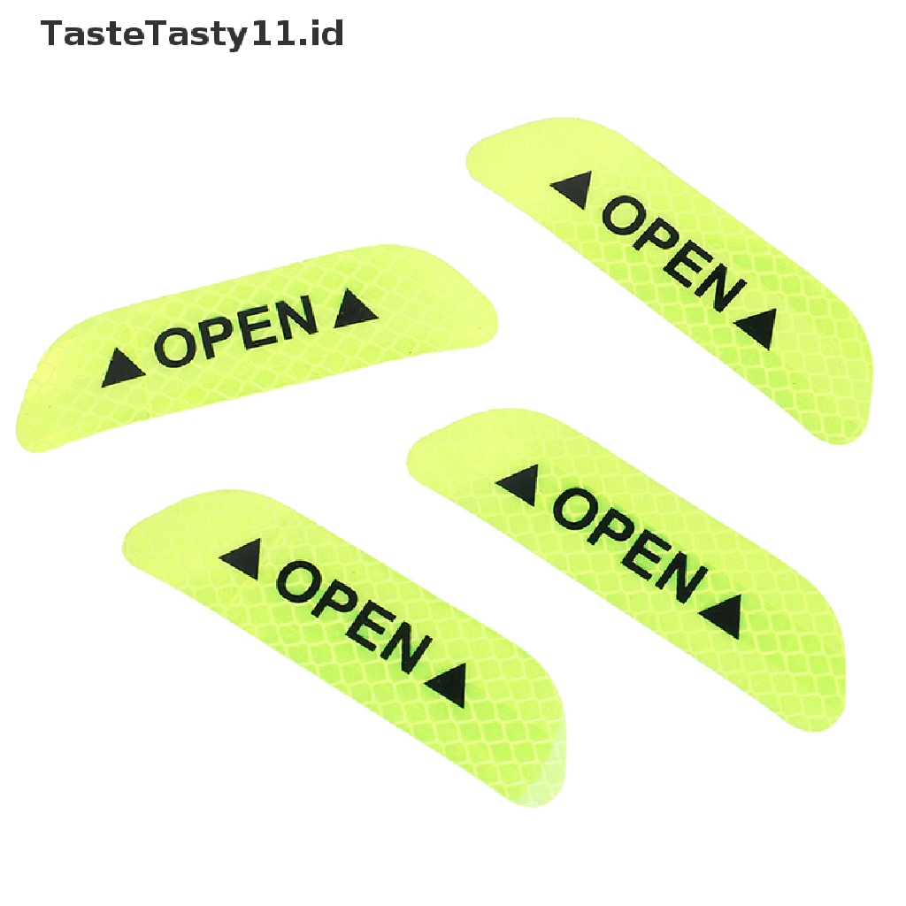 4pcs Stiker Reflektif Warna Hijau Fluorescent Untuk Pintu Mobil