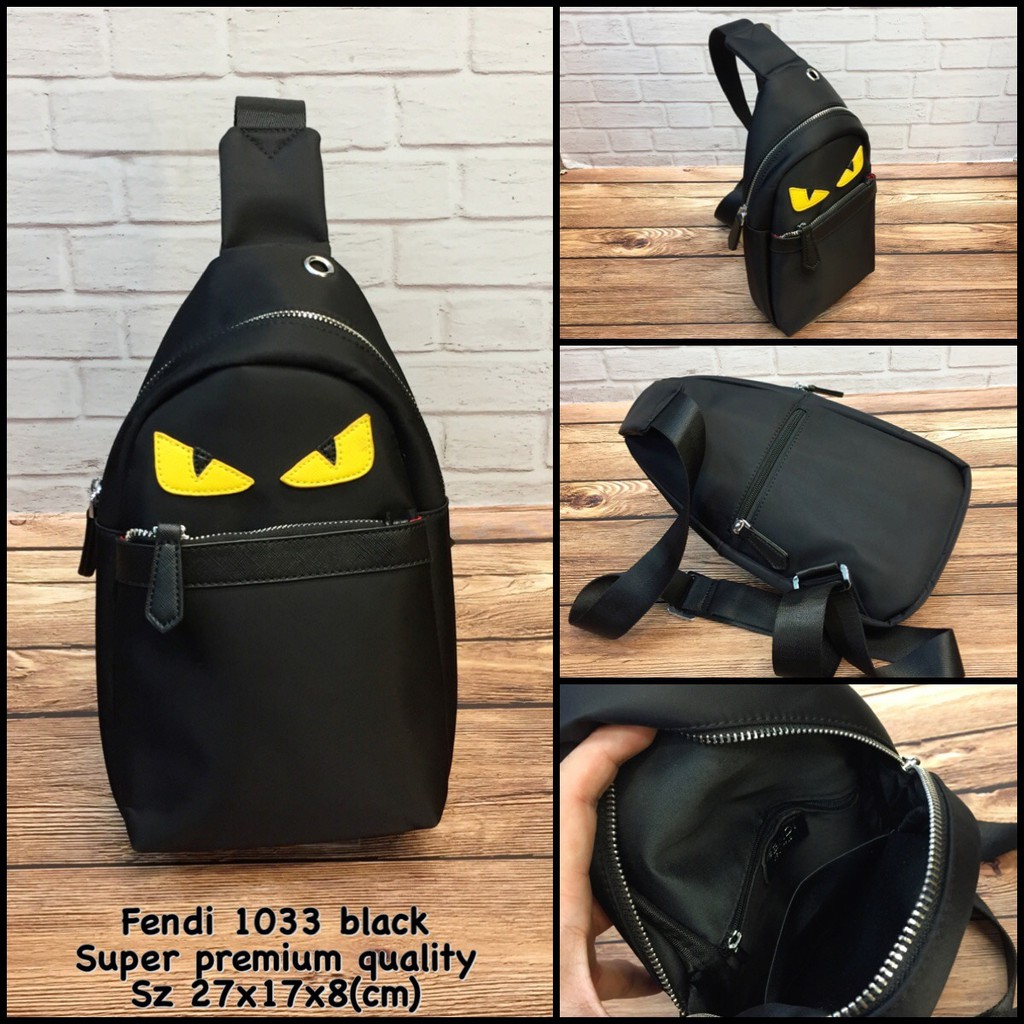 tas pria fendi monster 1033 black replica tas cowok tas murah  import