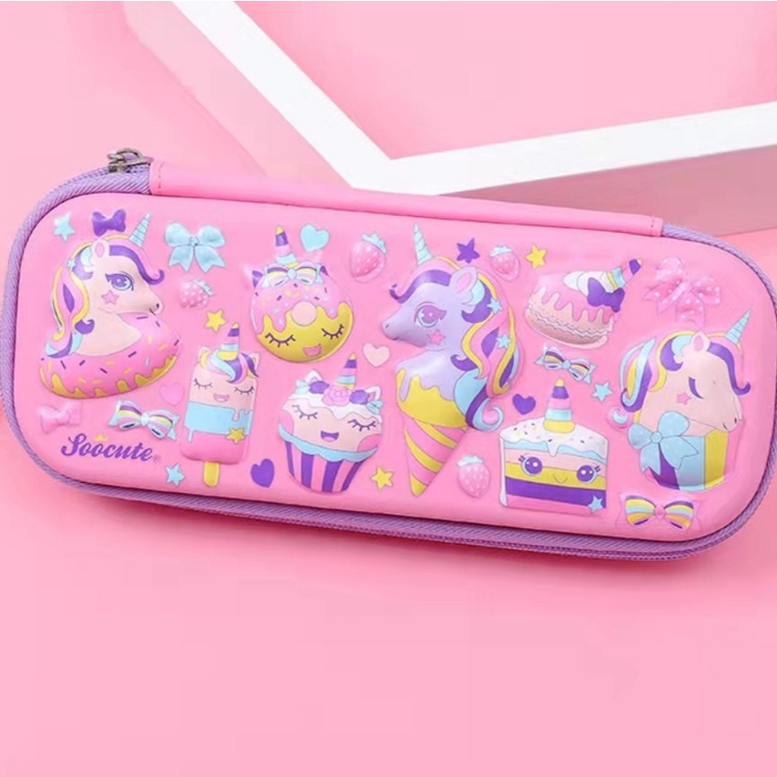 Kotak pensil 3D timbul Unicorn motif timbul Tempat pensil Pencil Case Kado Ultah Anak hadiah ulang tahun anak perempuan kotak pensil rabbit