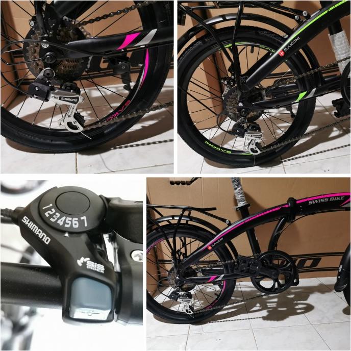 Sepeda Lipat 20 Sakoni Swissbike 7 Speed Shimano cakram Murah