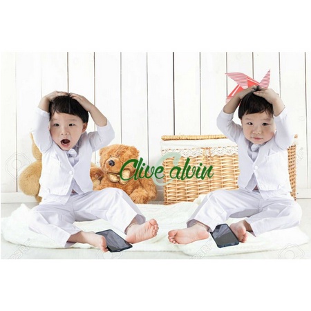 BAJU PUTIH SETELAN / SET JAS ROMPI ANAK BABY BAYI NEWBORN COCOK PESTA / BAPTIS / KADO / AQIQAH /AKIK