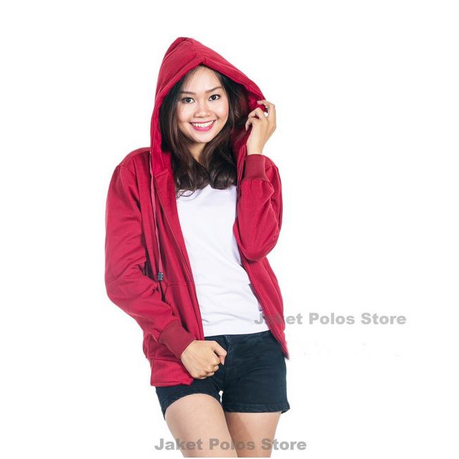Jaket Sweater Hoodie Wanita Oversize Outerwear Pakaian Sweatshirt Korean Style Hudie Cewek WEST VIRG-maroon