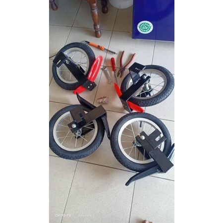 RODA BANTU SEPEDA LISTRIK UK 14 & 16 inch. TEBAL PLAT BESI 7mm.