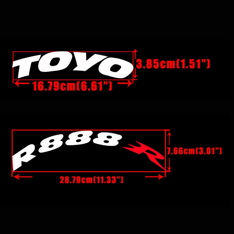 Toyo R888 Sticker Dekorasi Velg Mobil Bahan Karet Anti Air Motif Tulisan Racing 3D